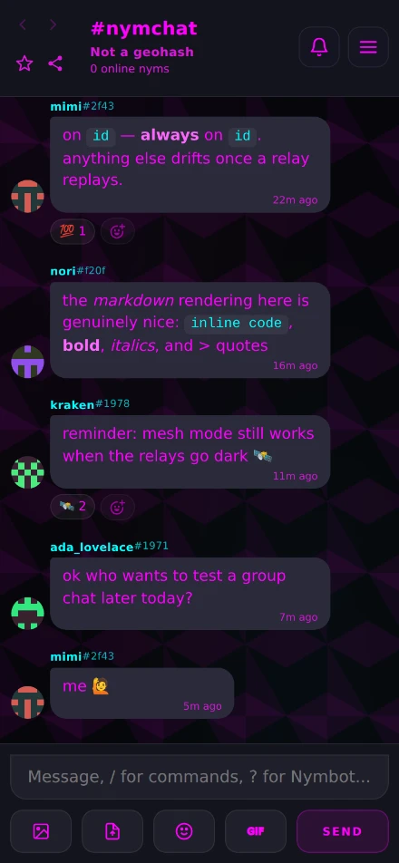 The Cyberpunk theme, in neon magenta and cyan.